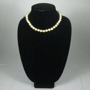 Faux Pearl Necklace Women 16 Inch Strand Classic Off White Czech Czechoslovakia